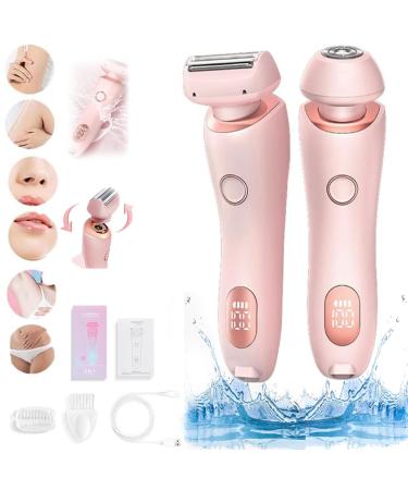 Duskofficial Razor Dusk Official Electric Razor Silk Glide Pro 2 in 1 Electric Waterproof Shaver Razors Bikini Trimmer for Women Wet and Dry Painless Hair Removal Removable Head (Pink)