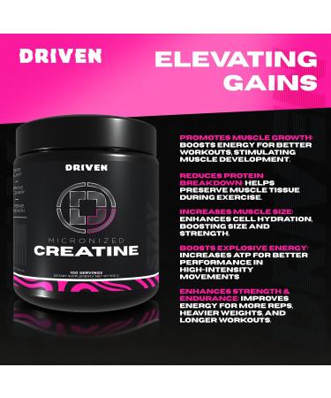 Driven Nutrition Micronized Creatine Monohydrate Powder 500g | Pure, Unflavored, 5g Per Serving | Muscle Strength, Power, Endurance & Recovery Supplement Unflavored 1.09 Pound (Pack of 1) - Buy Online on GoSupps.com