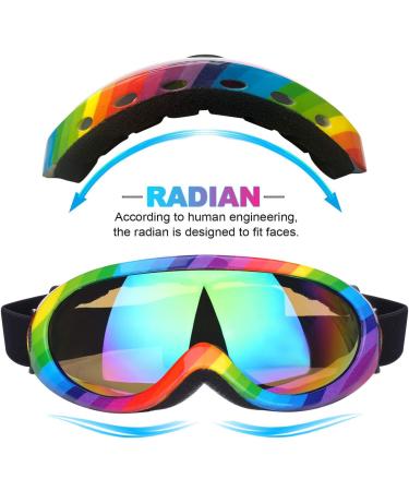 Rngeo Ski Goggles Pack of 2 for Kids, Boys, Girls, Youth, Men - Black Multicolor/Rainbow - Buy Online on GoSupps.com