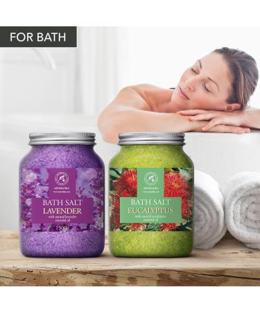 Buy Bath Sea Salt Set 2x46Oz - Lavender & Eucalyptus Aromatherapy - Natural Essential Oils for Relaxation & Spa Care - Buy Online on GoSupps.com