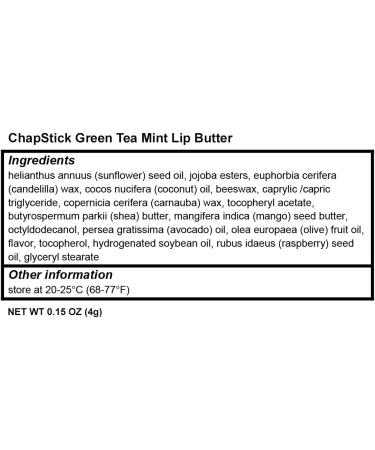 ChapStick Green Tea Mint Lip Butter - 100% Natural Ingredients - Moisturizing Lip Balm 0.15 Oz - Buy Online on GoSupps.com