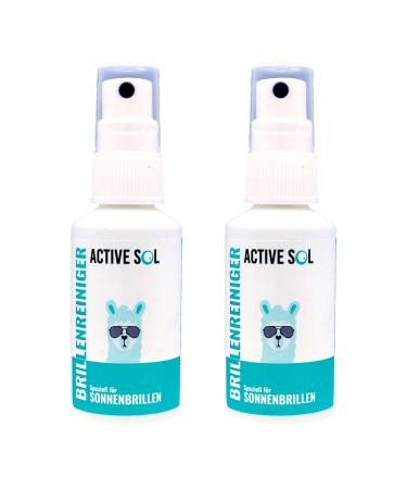 ActiveSOL glasses cleaner especially for sunglasses - 2 x 50 ml spray bottle - strip -free shine neutral fragrance - glasses cleaning spray made in germany