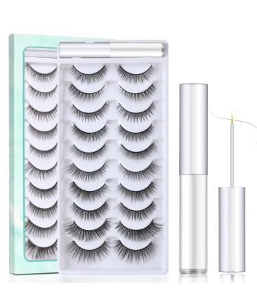 Sisily artificial eyelashes with eyelash glue 10 pairs eyelashes of course black 3D eyelashes reusably handmade eyelashes multipack C-10 pair mix-i - Buy Online on GoSupps.com
