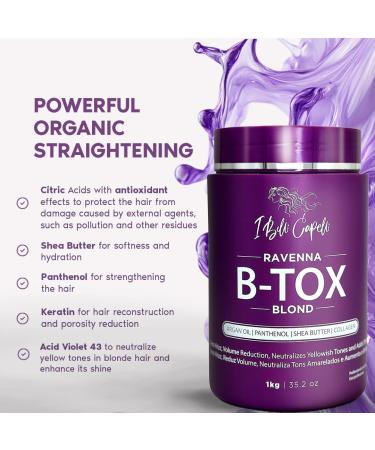 Kit Ravenna B-tox Blond - Traitement B-tox Capillaire (1 Kg/35 2 fl oz) sans formald hyde + Masque Capillaire pour Cheveux Ab m s (1 5 Kg/52 9 fl oz) - Buy Online on GoSupps.com
