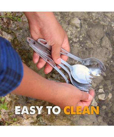 Tapirus Stainless Steel Classic Sporks Set of 4 - Camping, Hiking, Backpacking - Heavy Duty, Fire Proof - Long Handle, Reusable, Travel Case - Buy Online on GoSupps.com