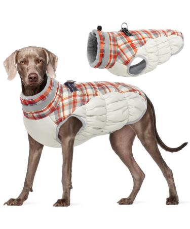 Kuoser warm dog jacket reflective dog coat windproof dog coat for small dogs fashion dog coat large dogs dogs winter coat dog coat with dishes red L L red