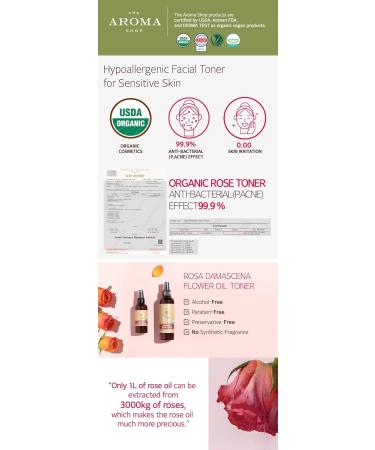 USDA Certified Organic Rose Toner - Chemical-Free Moisturizing & Soothing for Sensitive Skin | TheAromaShop Clean Beauty - 3.38 Fl Oz - Buy Online on GoSupps.com