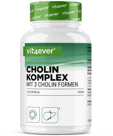 Complexe de choline avec 3 formes de choline - 120 g lules - Bitartrate Citicoline & Phosphatidylcholine en combinaison synergique - Sans additif - Vegan