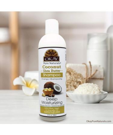 OKAY Coconut & Shea Butter Shampoo - Sulfate Silicone & Paraben Free for All Hair Types - 12oz Made in USA - Buy Online on GoSupps.com