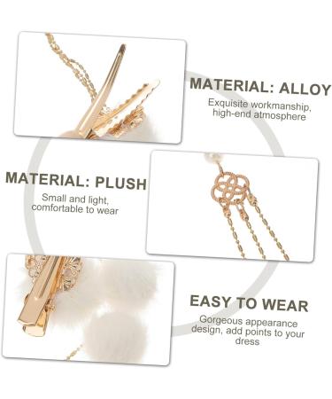 minkissy 1 pair fringe clip crystal hair clip vintage hair clip wedding hair barrettes pompom tassel hairpin crystal hair barrettes ladies suits Plush pearl bridesmaid flowers white - Buy Online on GoSupps.com