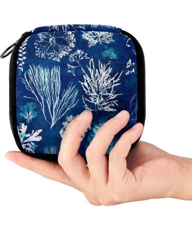 GIAPB Period Bag - Sanitary Napkin & Makeup Storage Pouch - Plant Branch Blue Design - Buy Online on GoSupps.com