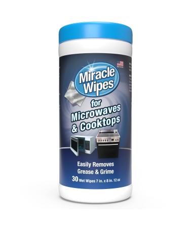 MiracleWipes for Microwaves and Cooktops, Easily Removes Food and Grime Buildup, Safe and Convenient Stove Top Cleaner, Great for Home and Kitchen Use - 30 Count