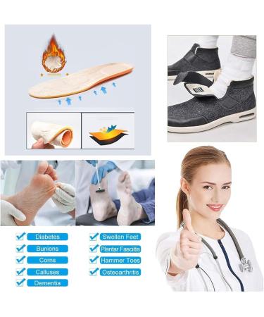 Women's Wide Width Elderly Shoes - Winter Thermal Fleece Lined Adjustable Edema & Diabetic Shoes - Lightweight Non-Slip Walking Shoes for Seniors - Size 9 Black - Buy Online on GoSupps.com