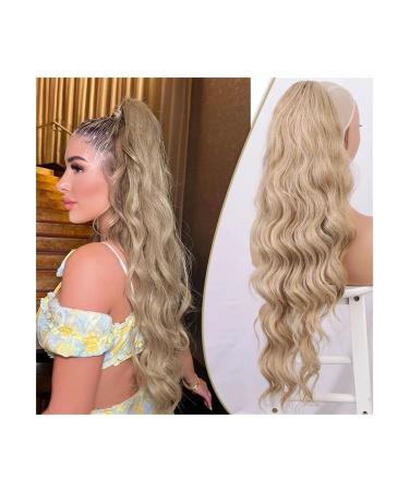 XXAD553TY Ponytail Extension Long Wavy Ponytail Hair Extensions 26 Inch Synthetic Drawstring Ponytail Clip in Wave Ponytail Hairpiece for Black Women Pony Tails Hair Extensions(Color:T12-613) 26inches T12-613