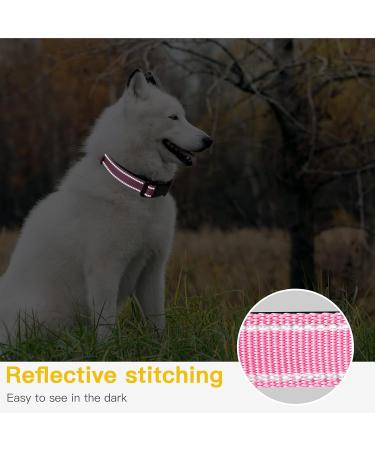 Heele Reflective Dog Collar | Soft Neoprene Padded Nylon for Small to Large Dogs | Adjustable 40-66 cm | Pink - Buy Online on GoSupps.com