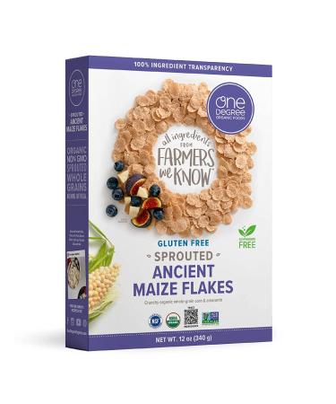 One Degree Organic Foods Sprouted Ancient Maize Flakes - 12 oz, 6 Pack | USDA Organic, Non-GMO, Gluten Free Cereal - Buy Online on GoSupps.com