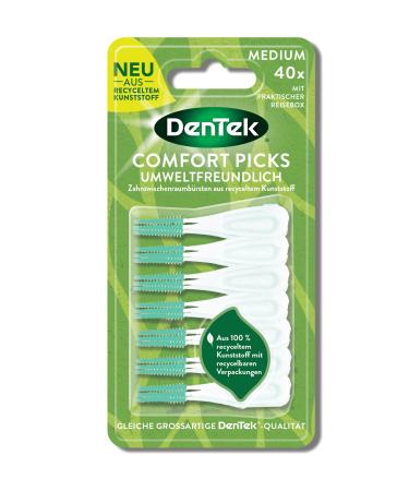 Dentek Eco Dentek Eco Comfort Picks 40 pieces - interdental brush - interdental brush - with mint taste & hygienic protective cap - reusable and sustainable metal -free