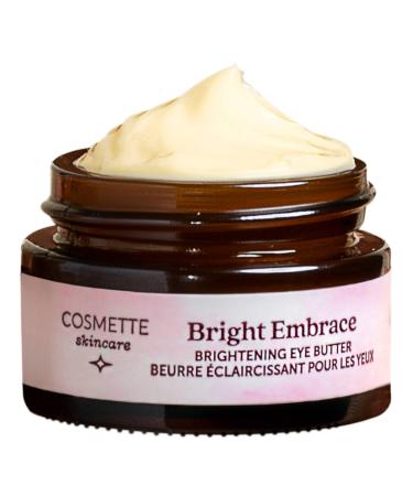 Cosmette Bright Embrace Brightening Eye Cream - Vegan Under Eye Butter for Dark Circles Bags & Wrinkles with Niacinamide - Natural Anti-Aging Sensitive Skin Protection for Clean Beauty 0.5 FL Oz