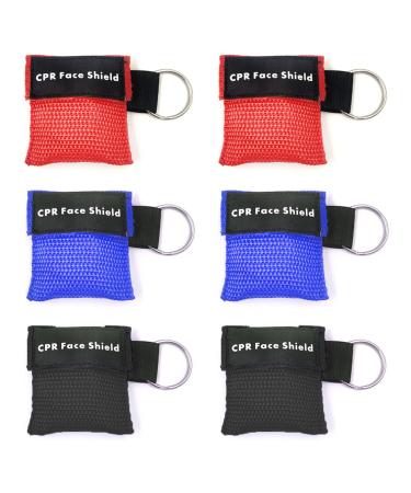 6 pieces of ventilation mask First aid ventilation mask key trailer ventilation bag ambub bag mouth to mouth ventilation protection ventilation emergency box CPR mask keychain with carabiner