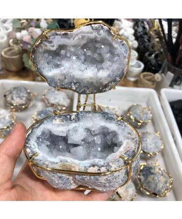 Natural Crystal 1PC 560-600G 1pcs Natural Stones Agate Cluster Quartz Jewelry Box Necklace Ring Storage Box Crystals Box Natural Stone (Size : 1PC)