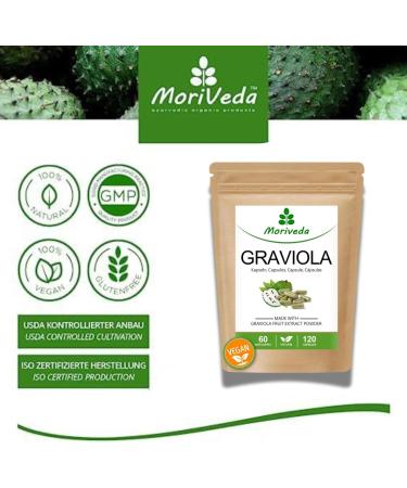 Graviola capsules - 2 months supply - natural fruit extract - metabolic well-being - vegan and gluten free - 1x120 pieces per MoriVeda - Buy Online on GoSupps.com
