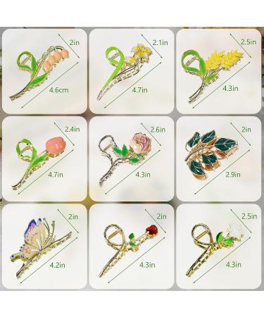 9Pcs Large Cute Flower Hair Claw Clips for Women & Girls | Non-Slip Metal Clips for Thick, Thin, Curly Hair | Tulip, Rose, Butterfly Designs | Perfect Gift Idea | Strong Hold (A) - Buy Online on GoSupps.com