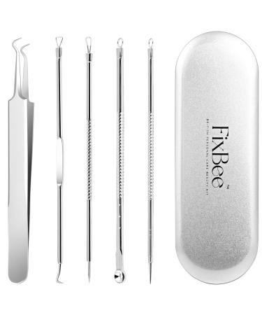 Blackhead Remover Tool - Pimple Popping Kit with Blackhead Tweezer - Milia Remover Pimple Popper Black Head Remove Tool Set with Facial Blackhead Remover Tweezers - 5PC Spot Popping Kit