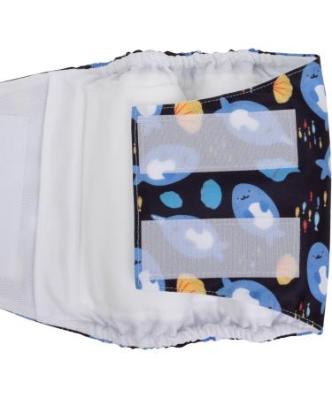 Cutebone Male Washable Dog Diapers - 3 Pack Reusable Belly Bands with Velcro for High-Suction Fit | Crabs Dolphins & Sea Lions | Size L (43-53.5cm) - Buy Online on GoSupps.com