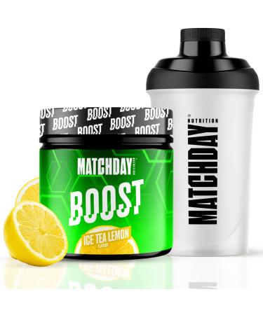 Matchday Nutrition I Boost Special for footballers I Starterpack Ice Tea Lemon with Shaker I 90 minutes full throttle I Booster with amino acids & carbohydrates I speed & endurance I 20 portions