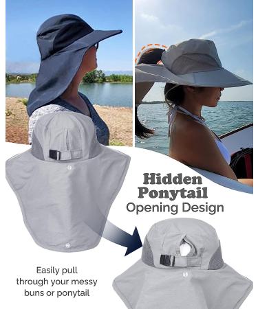 UPF 50+ Waterproof Nylon Wide Brim Fishing Hat with Neck Flap - Pink - Buy Online on GoSupps.com