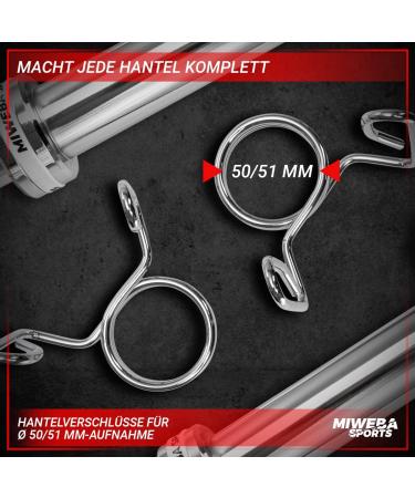 Miweba Sports Feder Closures for Olympia Langbinle 50/51 mm | Universal Dumbbell Clamps & Spring Lock for Secure Weightlifting - Buy Online on GoSupps.com