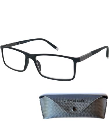 Mini Glasses Stable Reading Glasses Rectangular Free Case Plastic Frame Reading Aid for Men and Women Black 2.0 Diopters - Buy Online on GoSupps.com