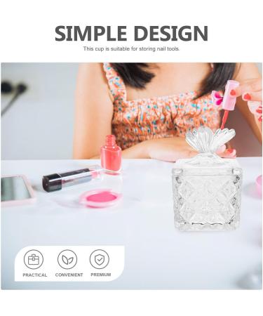 Healeved Glass Dappen Monomer Dish Square Crystal Acrylic Nail Cup with Butterfly Lid Acrylic Liquid Powder Dappen Bowl Dish Nail Manicure Tool - Buy Online on GoSupps.com