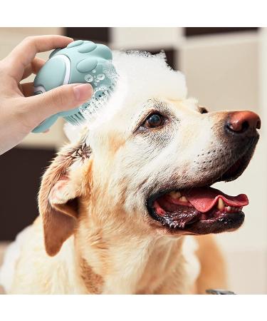 Molain Silicone Pet Bath Brush Comb - Grooming & Massage Tool with Shampoo Dispenser (Blue Paw Shape) - Buy Online on GoSupps.com