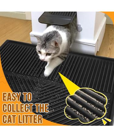 Eyein Waterproof Cat Litter Mat - 80x60cm Black - Urine Proof & Easy to Clean Litter Box Mat with Scatter Control - Non-Slip & Washable Kitty Litter Rug - Buy Online on GoSupps.com