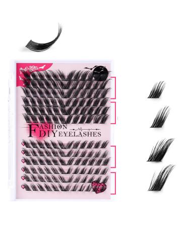 Generic DIY Self Adhesive Eyelashes 144Pcs Lash Clusters Eyelash Extension Kit 12-18mm D Curl Individual 3D Angel Wing Lashes Kit with Lash Bond and Seal Lash Tweezers for Self Use (2#)