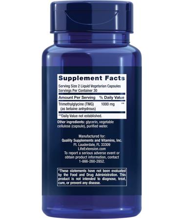 Life Extension TMG 500 mg - 60 Vegetarian Liquid Capsules | Supports Healthy Methylation - Buy Online on GoSupps.com