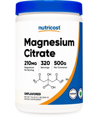 Nutricost Magnesium Citrate Powder (Unflavored  500 Gram) Unflavored 1.10 Pound (Pack of 1) - Buy Online on GoSupps.com