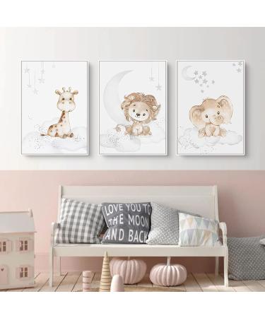 Exquleg 3 Set Nursery Posters - Cute Giraffe & Hare Animal Wall Art for Kids Room Decoration (30x40cm) - Unframed Baby Room Decor - Buy Online on GoSupps.com