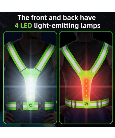 ConKrian LED Reflective Vest - USB Rechargeable Safety Gear for Night Running - Green - Buy Online on GoSupps.com