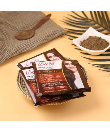 IBA Hair Colour - Dark Brown 10g (Pack of 7) | Pure Henna Based Powder Sachet | Naturally Coloured Hair & Long Lasting Conditioning | Reduced Hair fall & Hair Damage - Buy Online on GoSupps.com