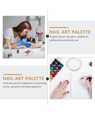 Fomiyes Decorative Tray Set - 2 Pieces for Nail Art Makeup & Display | Golden Resin Palette for Color Mixing & Manicure - Buy Online on GoSupps.com