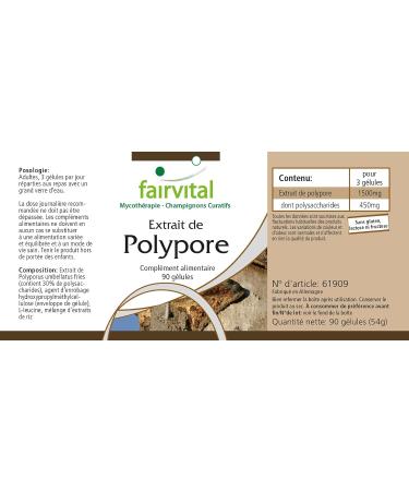 Fairvital | Polyporus Extract 500mg VEGAN - Highly Dosed - 90 Capsules - Mushroom Extract Standardized to Polysaccharides 30% - Buy Online on GoSupps.com