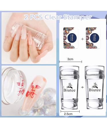 Biutee Nail Stamp Plate Kit - Silicone Clear Stamper for Nail Art Stamping with French Tip Template, Rhinestone Decoration, and Image Stencils - Summer Holiday Designer Series 1 - Buy Online on GoSupps.com