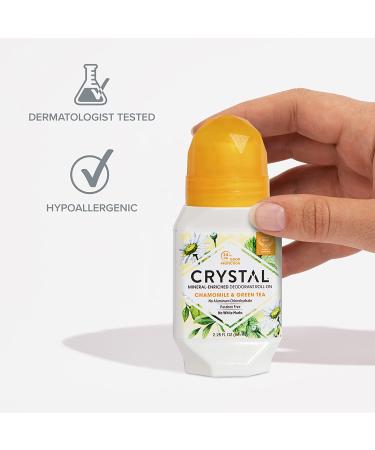 CRYSTAL Mineral Deodorant Roll-On 3-Pack | 24-Hour Odor Protection, Non-Staining, Chamomile & Green Tea, Aluminum & Paraben Free - Buy Online on GoSupps.com