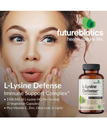 Futurebiotics L-Lysine Defense Immune Support Complex 1500 MG Per Serving with Vitamin C Zinc Olive Leaf & Garlic - Non-GMO 90 Vegetarian Capsules 90 Count (Pack of 1) - Buy Online on GoSupps.com