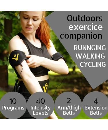 Veofit EMS Abdominal Muscle Belt | Weight Loss & Toning Trainer for Abs Back Arms Thighs | Includes Fitness Guide & Travel Bag - Black - Buy Online on GoSupps.com