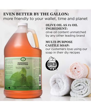 Carolina Peppermint Castile Liquid Soap 1 Gallon - Vegan & Organic Body Wash with Skin-Softening Olive Oil - Pure Peppermint Castile Soap for a Refreshing Cleanse - Buy Online on GoSupps.com