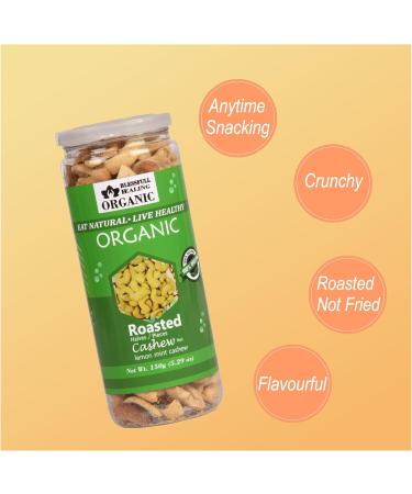 Blessfull Healing Organic Natural Vegan Lemon Mint Roasted Halves/Pieces Cashew Nuts Crunchy Kaju 150 Gram - Buy Online on GoSupps.com
