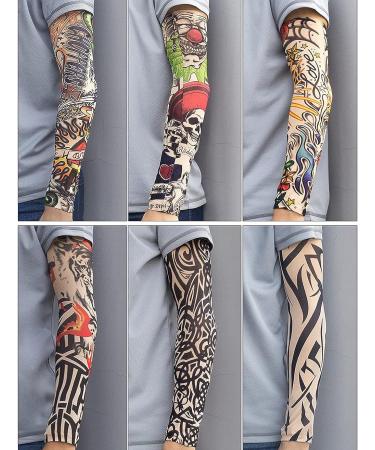 Kirozanny 12pcs Art Fake Temporary Tattoo Sun Protection Compression Arm Sleeves - Random Color - Buy Online on GoSupps.com